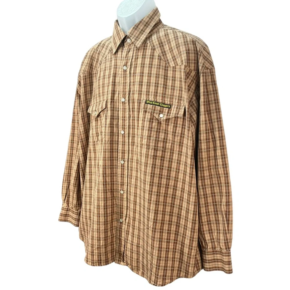 West Coast Choppers Men’s  XL‎ Jesse James Work Wear Plaid Snap Button Shirt